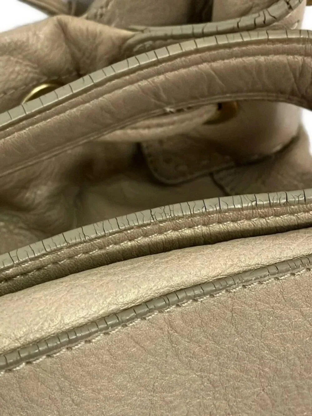 COLE HAAN Gray Beige Leather Shoulder Bag
